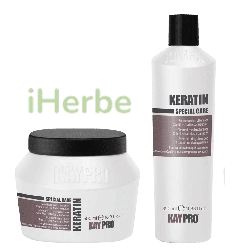 Kaypro Keratin Shampooing 350 ml et Masque Réparation Intense Cheveux Abîmés 500 ml