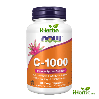 NOW Foods Vitamine C-1000 – 100 Capsules Végétales Immunité et Antioxydant