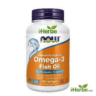 NOW Foods Oméga-3 Huile de Poisson 1000 mg – 100 Capsules Molles (180 EPA / 120 DHA)