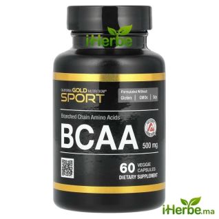 California Gold Nutrition BCAA AjiPure 2:1:1 – 500 mg – 60 Capsules Végétales maroc iherbe.ma