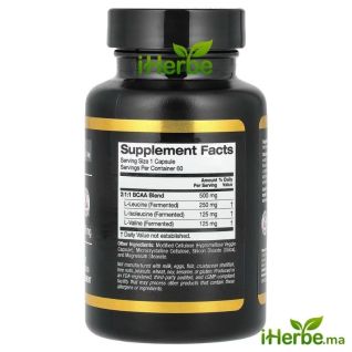 California Gold Nutrition BCAA AjiPure 2:1:1 – 500 mg – 60 Capsules Végétales maroc iherbe.ma