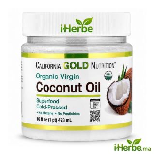 California Gold Nutrition Organic Extra Virgin Coconut Oil – 473 ml maroc iherbe.ma